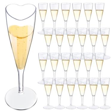 Imagem de FillTouch 24 peças taças de champanhe em forma de coração, taças de plástico para dia dos namorados, taças de champanhe descartáveis de 125 g para despedida de solteira, casamento, chá de noiva