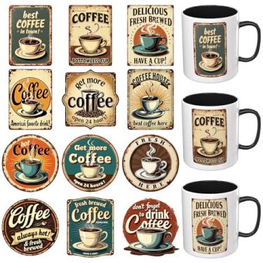 Imagem de Dorsbaby 12 folhas de café UV DTF copo envoltório para canecas de vidro café, decalques DlY para copos, esfregar à prova d'água em transferências para artesanato (etiquetas de café vintage)