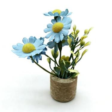 Imagem de Pacote com 1 mini rolha de cortiça com margaridas artificiais – Lindas plantas em vasos artificiais para decoração de casa, mesa de escritório, prateleira, artesanato DIY, jardim de fadas e