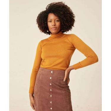 Imagem de Suéter Feminino Tricô Gola Alta Marisa-72236, Laranja, P