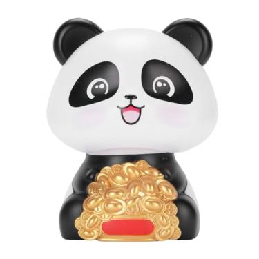 Imagem de CUOFYUNL Estatueta de Panda Movida a Energia Solar Auto Nodding Painel de Carro Decoração Fortune Panda Ornamento para Crianças e Casa (Olhos abertos)