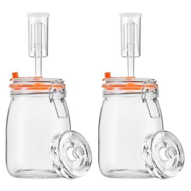 Imagem de Jillmo Frasco de fermentação de 1,08 litros, frasco de fermentação de vidro com peso para fazer chucrute, molho picante, hidromel, cidra e mais, pacote com 2