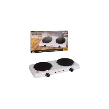 Imagem de Fogão Elétrico de Indução, 2 Bocas, Branco, Metal e Plástico, 2000W, 127V, Portátil, 43x21x6cm, para Cozinha, Acampamento e Viagem