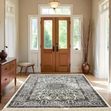 Imagem de 1 Tapete Entrada Porta Hall Grande Belga Es Cl 200 x 250 Vr (D10Cla Bege Branco Amarelo - Classico Medalhão Floral)