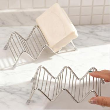 Imagem de 1 suporte de sabonete ondulado de aço inoxidável para dormitório doméstico oco saboneteira, 15,3 * 6,5 * 5 cm