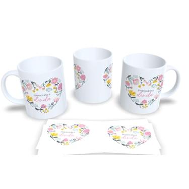 Imagem de Caneca de Cerâmica Personalizada Dinda eu amo você, Design Floral com Coração, Branca (14)