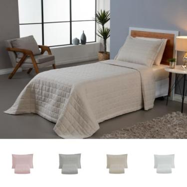 Imagem de Kit 2 Pçs Cobre Leito Solteiro Soft Dupla Face Matelado Cinza