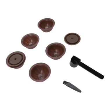 Imagem de Eujgoov Kit de Cápsulas de café Reutilizáveis, 5 Unidades, Cápsulas de café Recarregáveis ​​vazias Com Tampas, Escova de Colher para Máquinas, DIY de Vedação Eficiente (Cor Café)