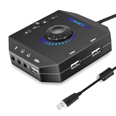 Imagem de ZEZEFUFU Dispositivos adaptadores de som estéreo, placa de som externa, placa de som USB, conversor adaptador de áudio de canal 7.1 para PC e laptop