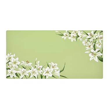 Imagem de Gamer Boss - Mouse pad para jogos com bordas costuradas, tapete de mouse de base de borracha antiderrapante, mousepad de pano premium, tapete de mesa para laptop, computador e PC, 122 x 61 centímetros e 4 mm de espessura (Mega, Lily)