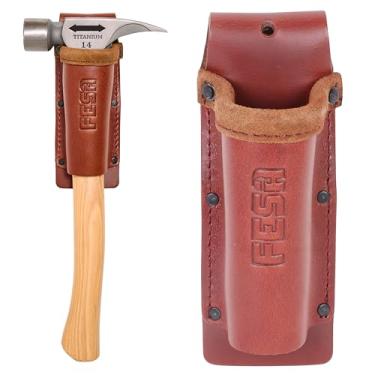 Imagem de FESA Suporte de cinto de martelo de couro – Manga de martelo sem batidas com rebites reforçados e costura de nylon – Couro de flor integral pesado – Cabe em qualquer cinto, 2 maneiras de prender