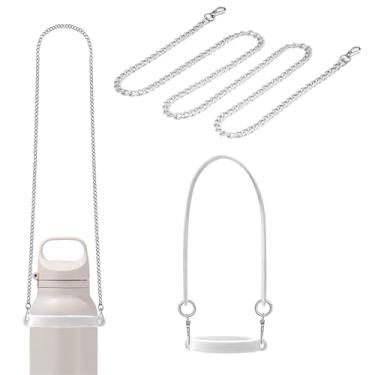 Imagem de FEVER SEVEN XDSW Alça de transporte universal para garrafa de água com corrente - estilingue de silicone 3 em 1, alça e suporte para copos Stanley de 226.8-1,134.0 g, copos Yeti, Owala - Design de