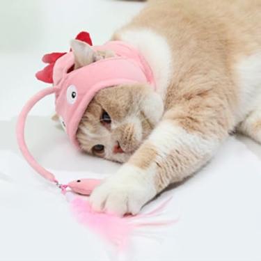 Imagem de Sanpyl Brinquedo Interativo Macio para Pesca de Gatos, Pingente Substituível, Libere Suas Mãos para Amantes de Gatos (Dinossauro Rosa)