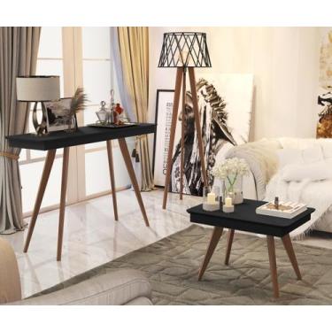 Imagem de Sala de Estar Com Aparador Classic, Mesa e Luminaria Ônix Preto - Loja