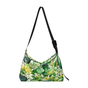 Imagem de Bolsa de ombro masculina de couro com câmera de tubarão com desenho engraçado, bolsa de ombro de couro, bolsa de ombro transversal de couro, Trevo trevo e garrafa - 2, One Size