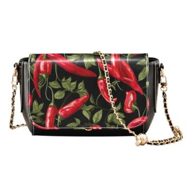 Imagem de Bolsa transversal de couro Red Chili Peppers, bolsas transversais de couro, bolsas de couro transversais para mulheres, Pimenta preta - 4, One Size