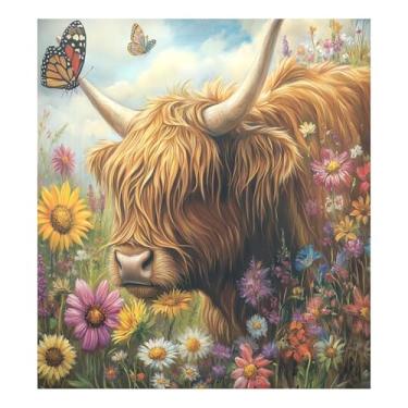 Imagem de CEBUGI Highland Cow capa magnética de lava-louças decorativa para lava-louças 58 x 66 cm decalque de painel de geladeira para decoração de cozinha doméstica