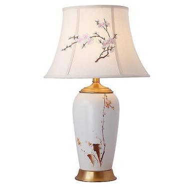 Imagem de Abajur de mesa clássico de cerâmica decorativo, em porcelana Jingdezheng, grande, para quarto, mesa de cabeceira, sala de estar, canto do sofá ou mesa de canto.