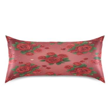 Imagem de Blueangle Fronha de cetim refrescante para cabelo e pele, fronha rosa dos namorados, tamanho king 50,8 x 101,6 cm com fecho de envelope (348)