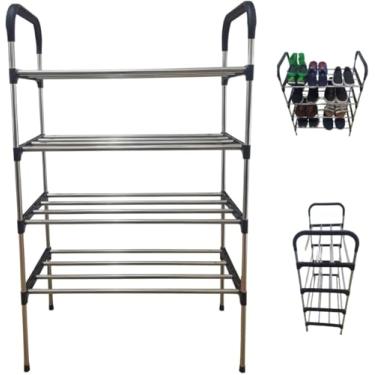 Imagem de Sapateira em Inox 4 Andares | Organizador de Sapatos, Tênis e Calçados | Estante Multiuso Resistente e Moderna, Organizar Calçados no Dia a Dia