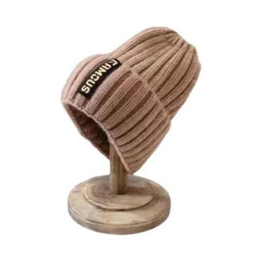 Imagem de Gorro De Tricô Unissex Quente Em Cor Sólida, Capuz De Crochê Macio Par