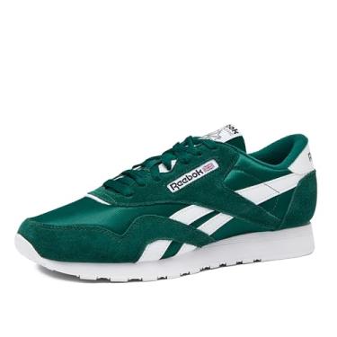 Imagem de Reebok Tênis masculino clássico de nylon, Verde universitário/verde universitário/branco, 38
