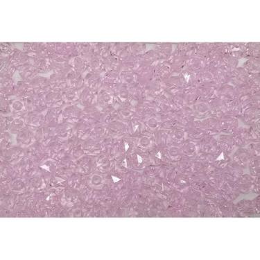 Imagem de Miçanga Cristal Acrílico 8mm Cubo Quadrado 500g Transparente para Artesanato e Bijuteria (Rosa Bebe 069)
