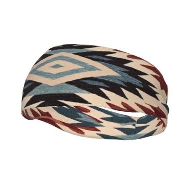 Imagem de Faixa de cabeça nativa americana do sudoeste navajo arte esportes fitness, faixa de cabelo resistente ao suor, faixa de cabelo, respirável que absorve o suor equipamentos de fitness para mulheres e