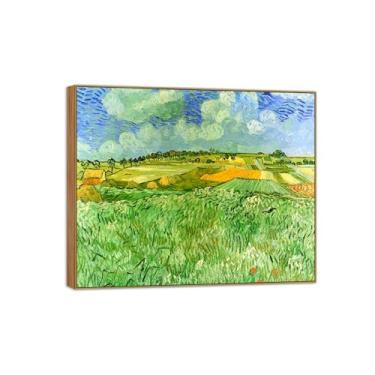 Imagem de Vincent van Gogh Famosa arte de parede impressão em tela pintura pronta para pendurar Nuvens de chuva Imagem em moldura de madeira para decoração de sala de estar 40 x 50 cm 16 x 20 pol