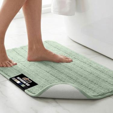 Imagem de GORILLA GRIP Tapetes de banheiro texturizados, tapetes de banho listrados absorventes de espuma viscoelástica macia, lavável na máquina e resistente ao desbotamento, acessórios de tapete de banho para