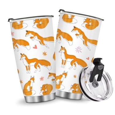Imagem de Caneca Fox Cup Copos Isolados Viagem Café 590 ml Garrafa de Água Filhas Meninas Mulheres Presentes para Natal, Aniversário, Dia das Crianças Presente de Aniversário