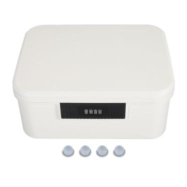 Imagem de Tronco de armazenamento com fechadura de capacidade Ainoli 9L para arquivos Organizador de documentos Caixa de travamento de armazenamento com senha de camada dupla (Creme Branco)