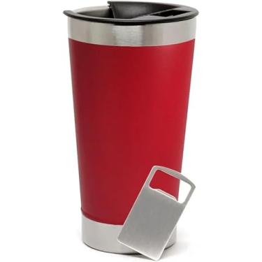 Imagem de Copo Térmico Inox para Cerveja e Café, 473ml, Aço Inoxidável, Isolamento Térmico, Portátil COR VERMELHO