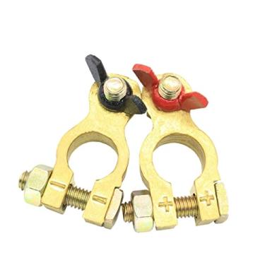 Imagem de Pinças de conector de terminal de bateria de cobre puro, conjunto de grampos de terminais de bateria de poste superior para veículos marítimos de carro barco RV (1 par)
