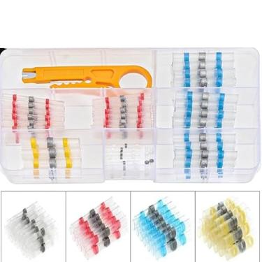 Imagem de 65 peças de conectores de fio termoencolhíveis à prova d'água manga extremidade elétrica emenda estanhada terminal de vedação de solda