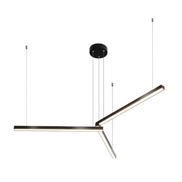 Imagem de Luminária pendente linear longa, luminária suspensa retangular de metal com cúpula de acrílico, lustre de design faça você mesmo, luminárias de suspensão LED modernas - 4000K, luminárias pen