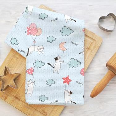 Imagem de Toalhas de cozinha fofas para gatos, toalhas de prato de microfibra com balões para secar pratos, panos de cozinha macios absorventes para pratos, toalha de mão para banheiro, sala de estar, presentes