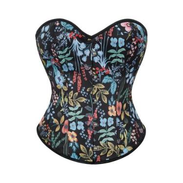 Imagem de Top Corset Gótico Com Estampa Floral Para Mulheres, Sexy, Com Laços, B