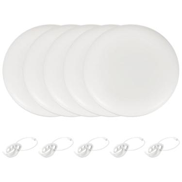 Imagem de YELARXI Disco voador, disco esportivo de 10,7 polegadas e 175 g e pacote com 5 e plástico e branco com anel de transporte - adequado para (ao ar livre/praia/acampamento/parque/animal de estimação/Pro