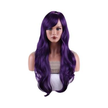 Imagem de Peruca Sintética Longa E Ondulada Verde De 28 Polegadas, Resistente Ao