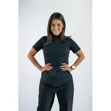 Imagem de Camiseta Gola Alta - 100% Algodão Pima - Rebecca Fernandes, Preto, M