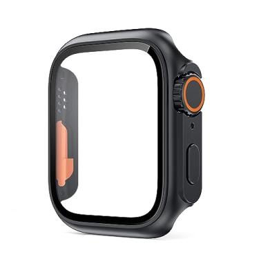 Imagem de MURVE Change to Ultra para Apple Watch Case 45mm 41mm 44mm 40mm Glass Appearance Upgrade to 49mm PC Firm Cover iWatch 8 7 SE SE 2 6 5 4 (Cor: Preto, Tamanho: 44mm)