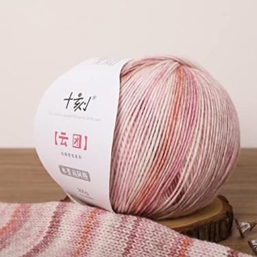 Imagem de SHIKE Cloud-Cluster, fio de cor arco-íris, lã macia e algodão gradiente multicolorida para tricô ou crochê. 38% algodão, 18% lã, 44% acrílico, 200g 458m (YT04)