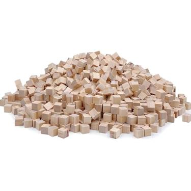 Imagem de SIWUCHYE Blocos De Madeira Para Artesanato, Cubos De Madeira Inacabados, Blocos De Madeira Natural De 1 Cm, Pacote De 300 Pequenos Blocos Quadrados De Madeira, Cubos De Madeira Para Artes E Ofícios E