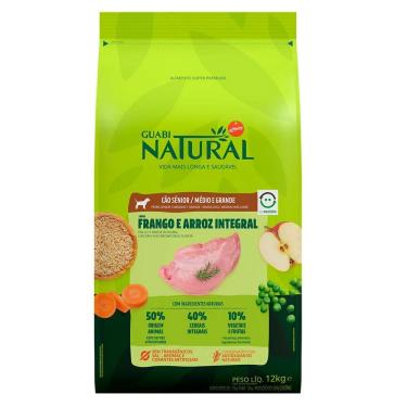 Imagem de Ração Guabi Natural Cães Sênior Raças Media e Grande Frango e Arroz 12kg