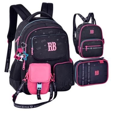 Imagem de Kit Mochila Lancheira Estojo Shoulder Bag Rebecca Bonbon - Clio, Preto