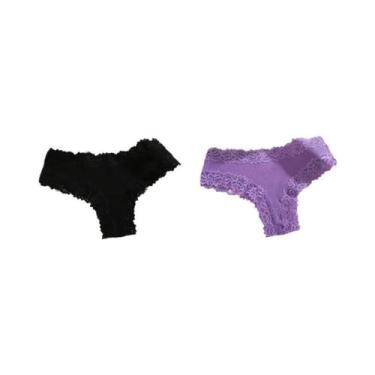 Imagem de Calcinhas De Algodão Com Renda Floral Femininas Confortáveis E Respirá