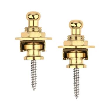 Imagem de Guitarra Premium Em Liga Dourada E Preta Com Correia De Trava 2 Peças 