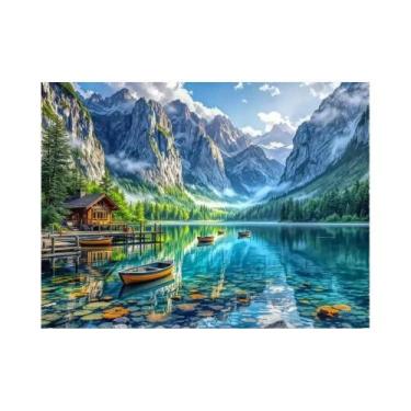 Imagem de Pintura Em Diamante 5D De Montanha E Lago Huacan, Arte Em Mosaico, Bor