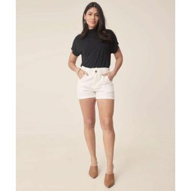 Imagem de Short Feminino Sarja Clochard Cintura Alta Marisa-15050, Bege, GG